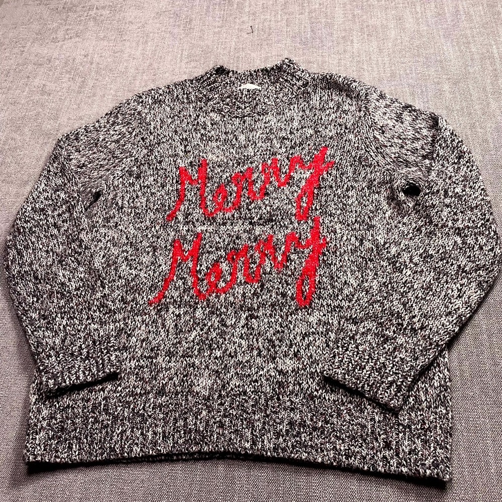 LOFT Sweater Womens XL Heather Gray Cotton Merry Merry Mock Neck Long Sleeve